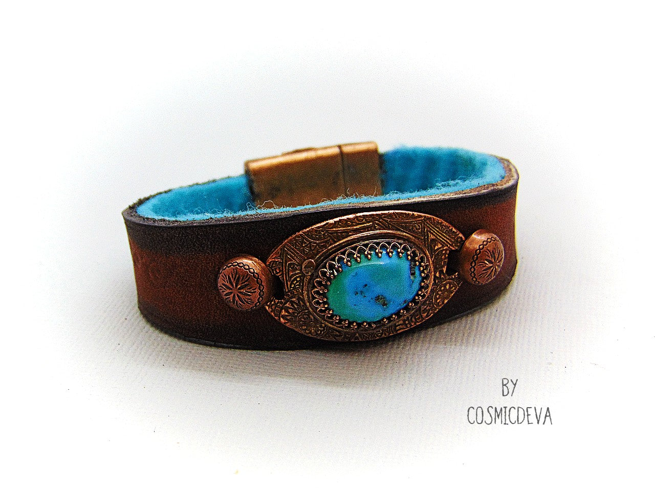Turquoise Thin Triple Wrap Leather Cuff Bracelet - Bloom Jewelry