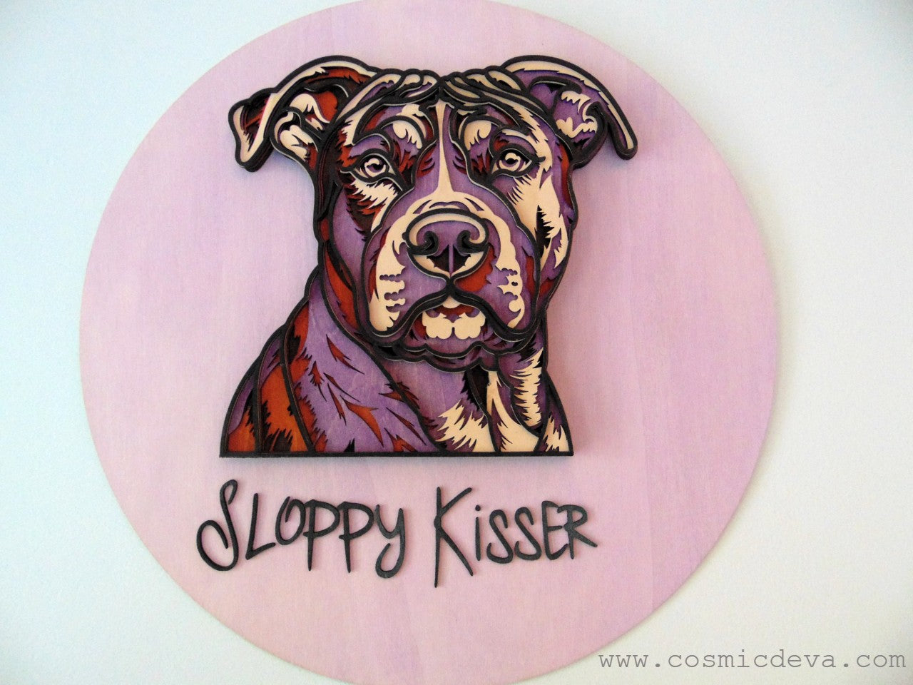 Personalized Pitbull Dog Portrait 3D Wall Décor, Custom wooden dog pet sign – made to order