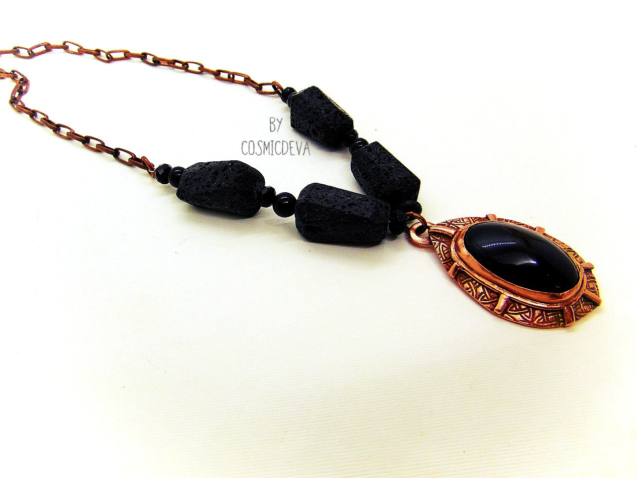 Black Onyx & Copper Pendant Necklace